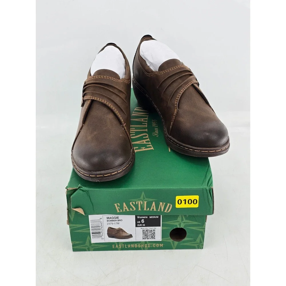 Eastland Maggie Bomber Loafers Womens Size 6 Brown Clog Wedge 2379-17M NEW